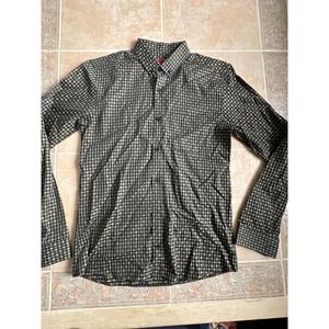 Hugo Boss worn once‎ Slim gold -Black cotton button shirt long sleeve Men size S